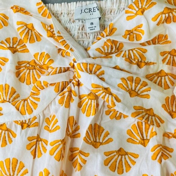 J Crew Shell Pattern Dress Size 8 Puffl Cleeve Twist Front  Peasant Cottagecore - Picture 9 of 14